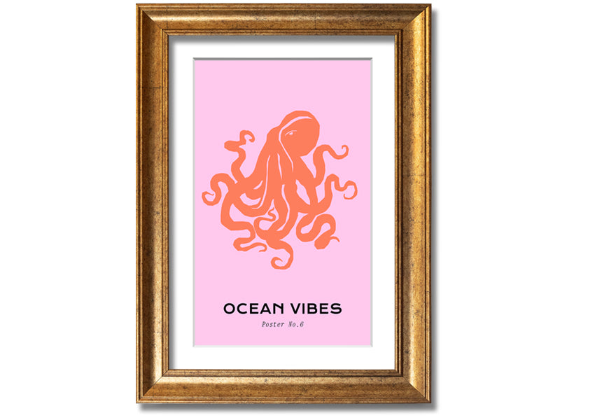 A beautifully framed print of a Giant Reef Octopus, showcasing vibrant colors and intricate details, ready to hang on a wall.