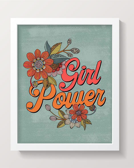 Colorful 'Girl Power' artwork printed on 8x10 photographic paper, showcasing vibrant colors and empowering message.