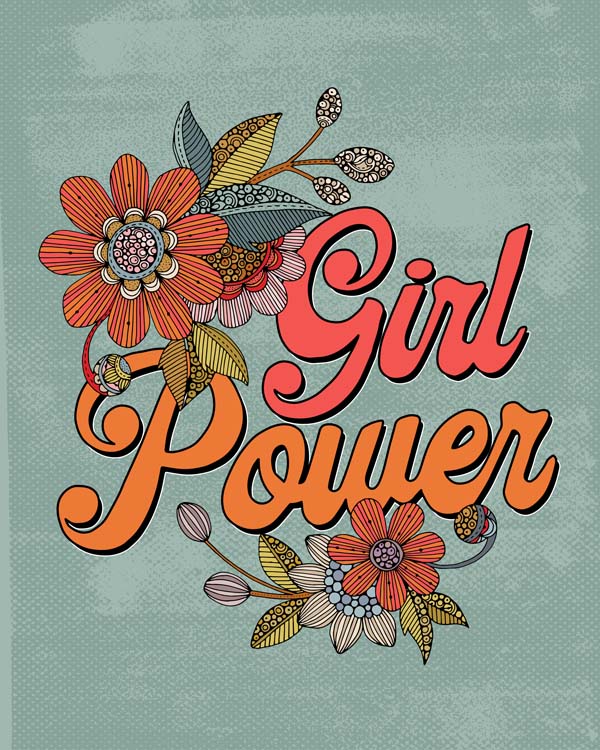 Colorful 'Girl Power' artwork printed on 8x10 photographic paper, showcasing vibrant colors and empowering message.