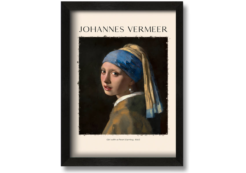 A beautiful reproduction of 'Girl With A Pearl Earring' by Johannes Vermeer, printed on canvas and framed elegantly.