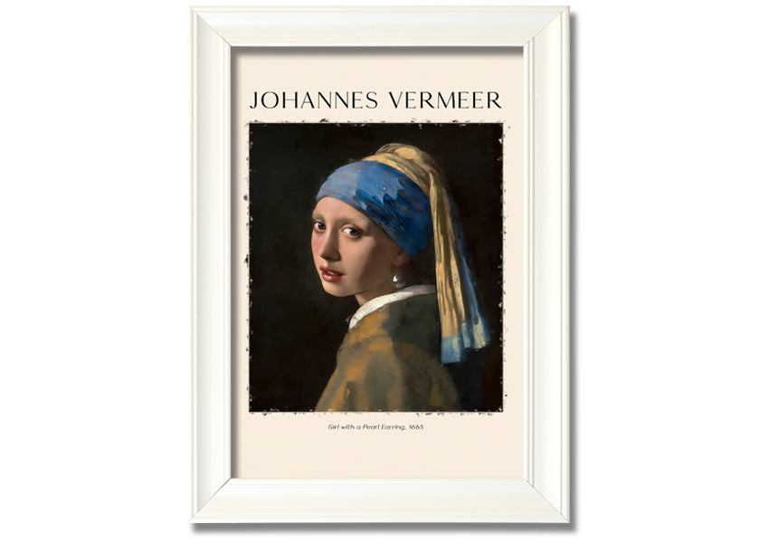 A beautiful reproduction of 'Girl With A Pearl Earring' by Johannes Vermeer, printed on canvas and framed elegantly.