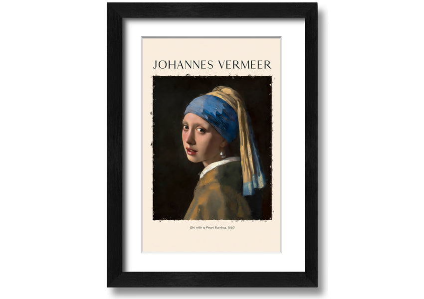 A beautiful reproduction of 'Girl With A Pearl Earring' by Johannes Vermeer, printed on canvas and framed elegantly.