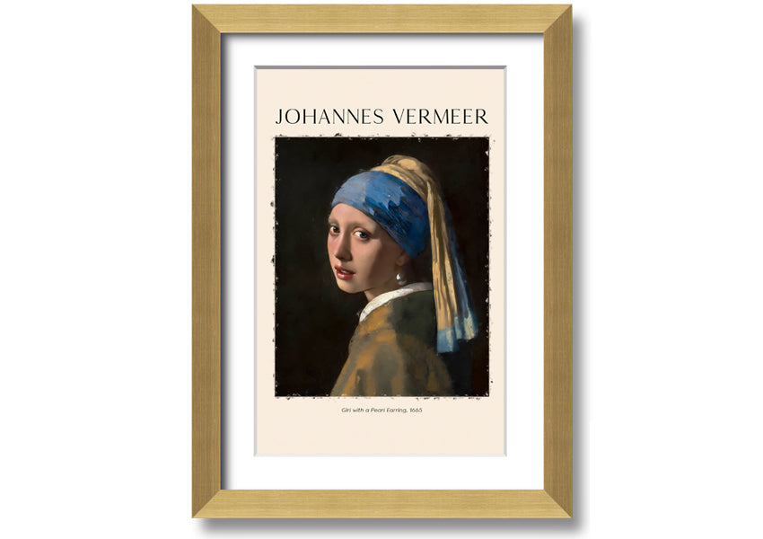 A beautiful reproduction of 'Girl With A Pearl Earring' by Johannes Vermeer, printed on canvas and framed elegantly.