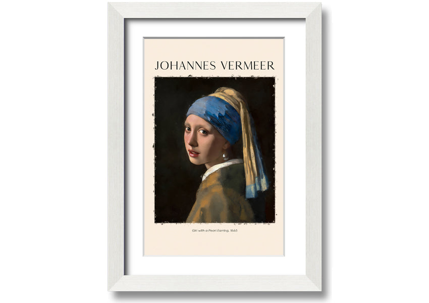 A beautiful reproduction of 'Girl With A Pearl Earring' by Johannes Vermeer, printed on canvas and framed elegantly.