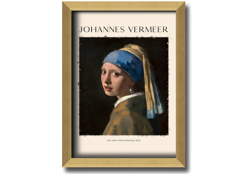 A beautiful reproduction of 'Girl With A Pearl Earring' by Johannes Vermeer, printed on canvas and framed elegantly.