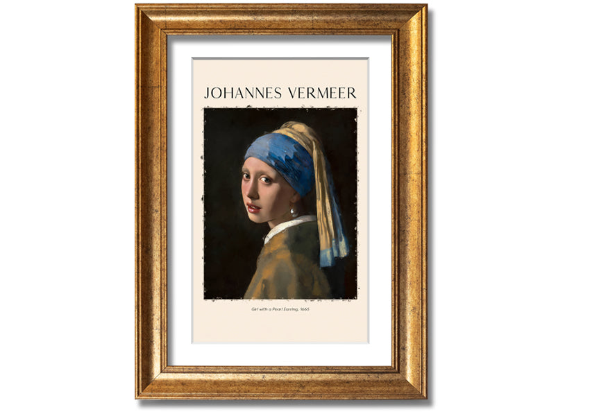 A beautiful reproduction of 'Girl With A Pearl Earring' by Johannes Vermeer, printed on canvas and framed elegantly.