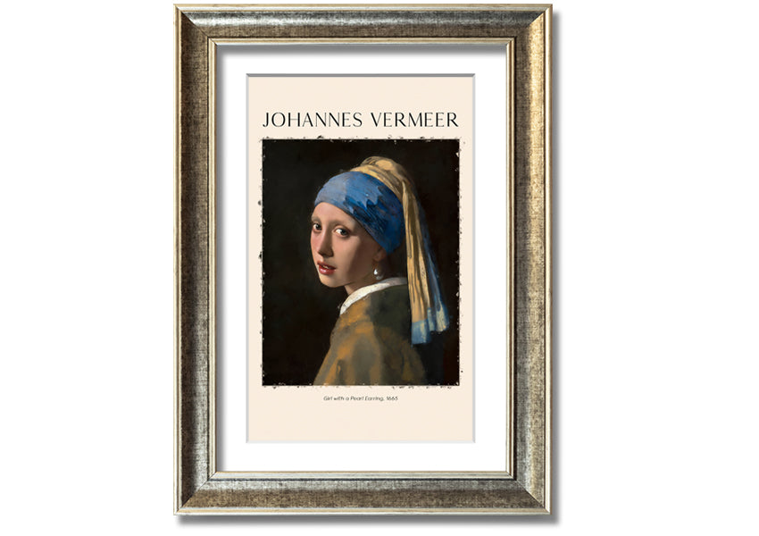 A beautiful reproduction of 'Girl With A Pearl Earring' by Johannes Vermeer, printed on canvas and framed elegantly.