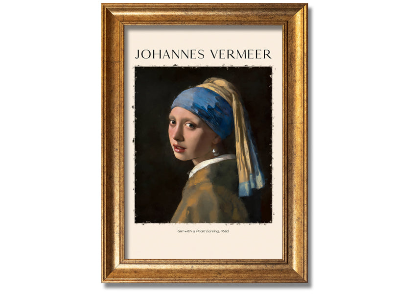 A beautiful reproduction of 'Girl With A Pearl Earring' by Johannes Vermeer, printed on canvas and framed elegantly.