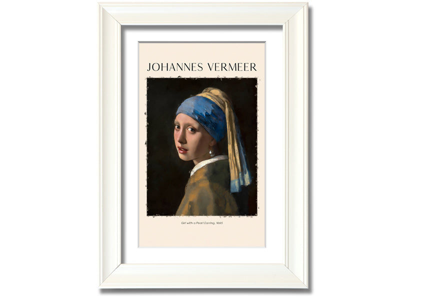 A beautiful reproduction of 'Girl With A Pearl Earring' by Johannes Vermeer, printed on canvas and framed elegantly.