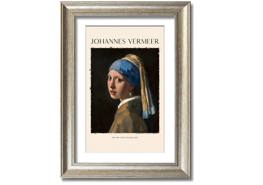 A beautiful reproduction of 'Girl With A Pearl Earring' by Johannes Vermeer, printed on canvas and framed elegantly.