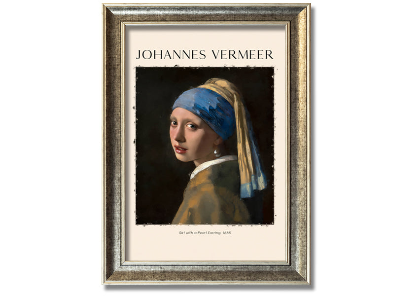 A beautiful reproduction of 'Girl With A Pearl Earring' by Johannes Vermeer, printed on canvas and framed elegantly.