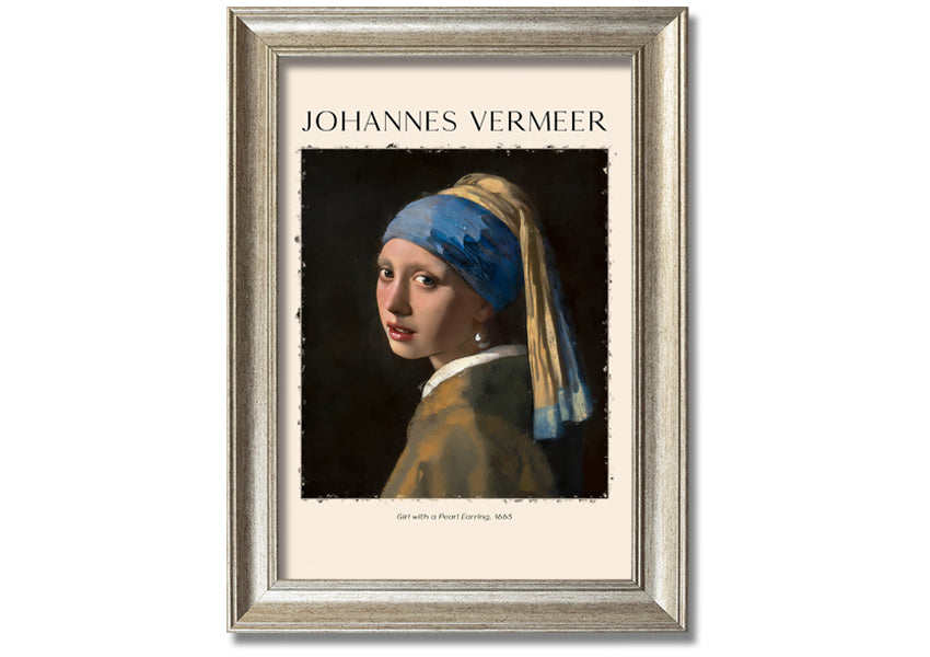 A beautiful reproduction of 'Girl With A Pearl Earring' by Johannes Vermeer, printed on canvas and framed elegantly.