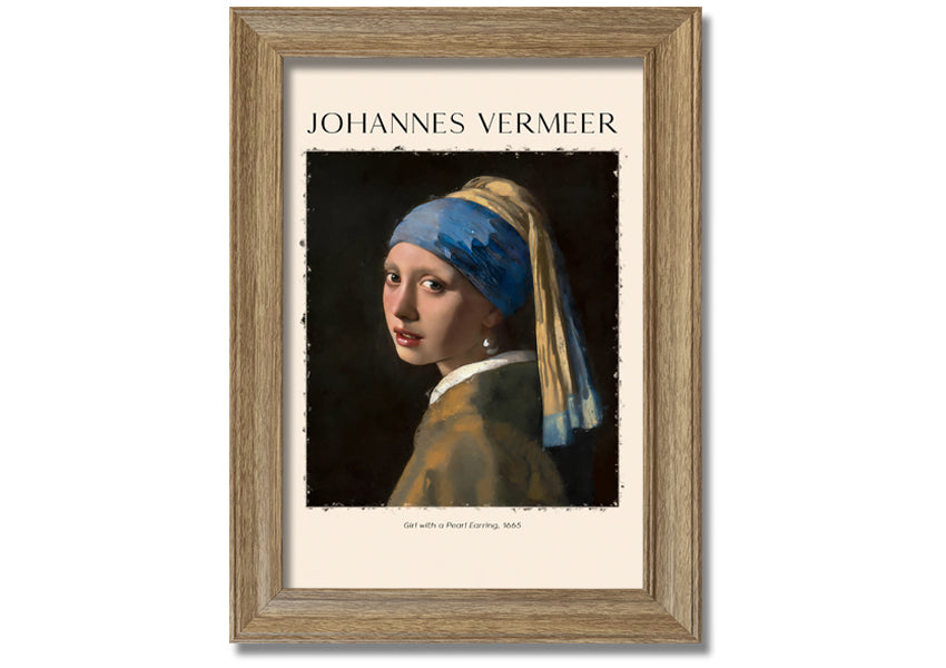 A beautiful reproduction of 'Girl With A Pearl Earring' by Johannes Vermeer, printed on canvas and framed elegantly.