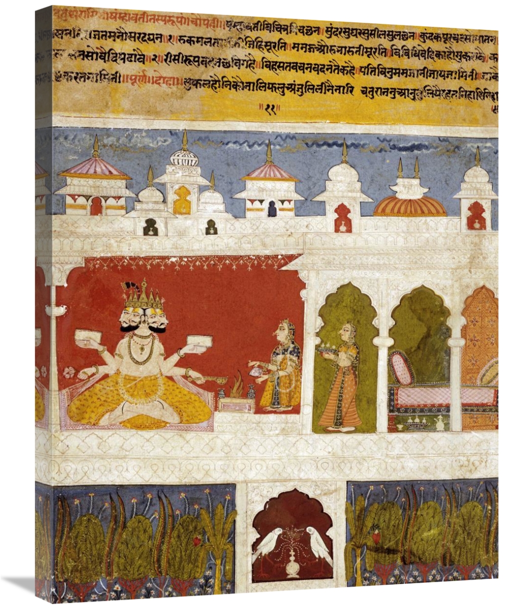 Ancient Indian painting with deities.