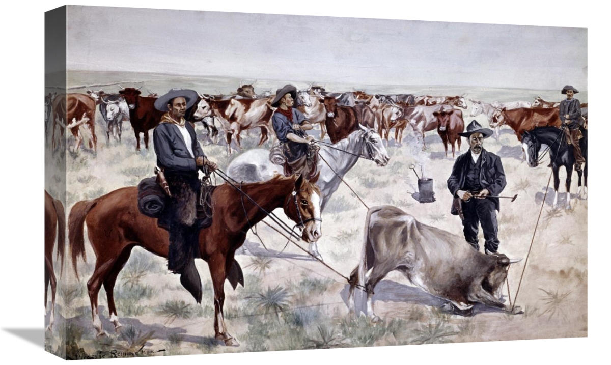 Cowboys rounding up cattle herd.