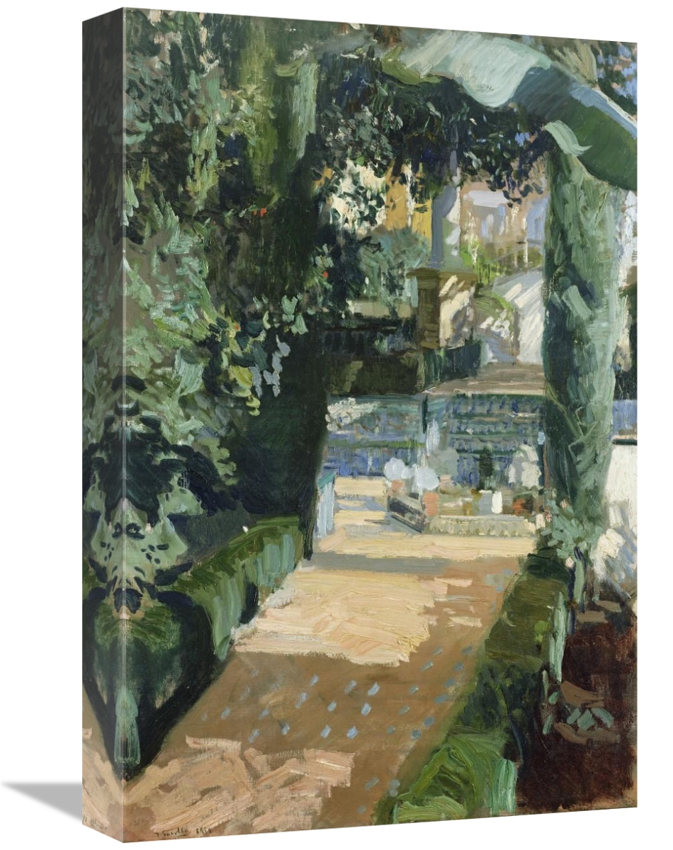 Shady garden pathway painting