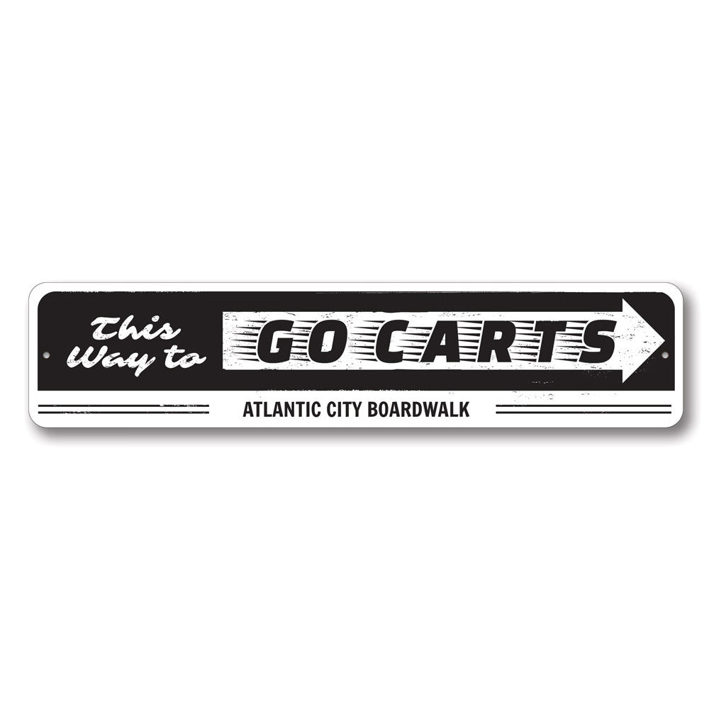 Customizable Go Cart Sign made of high-quality aluminum, perfect for beach houses and coastal decor.