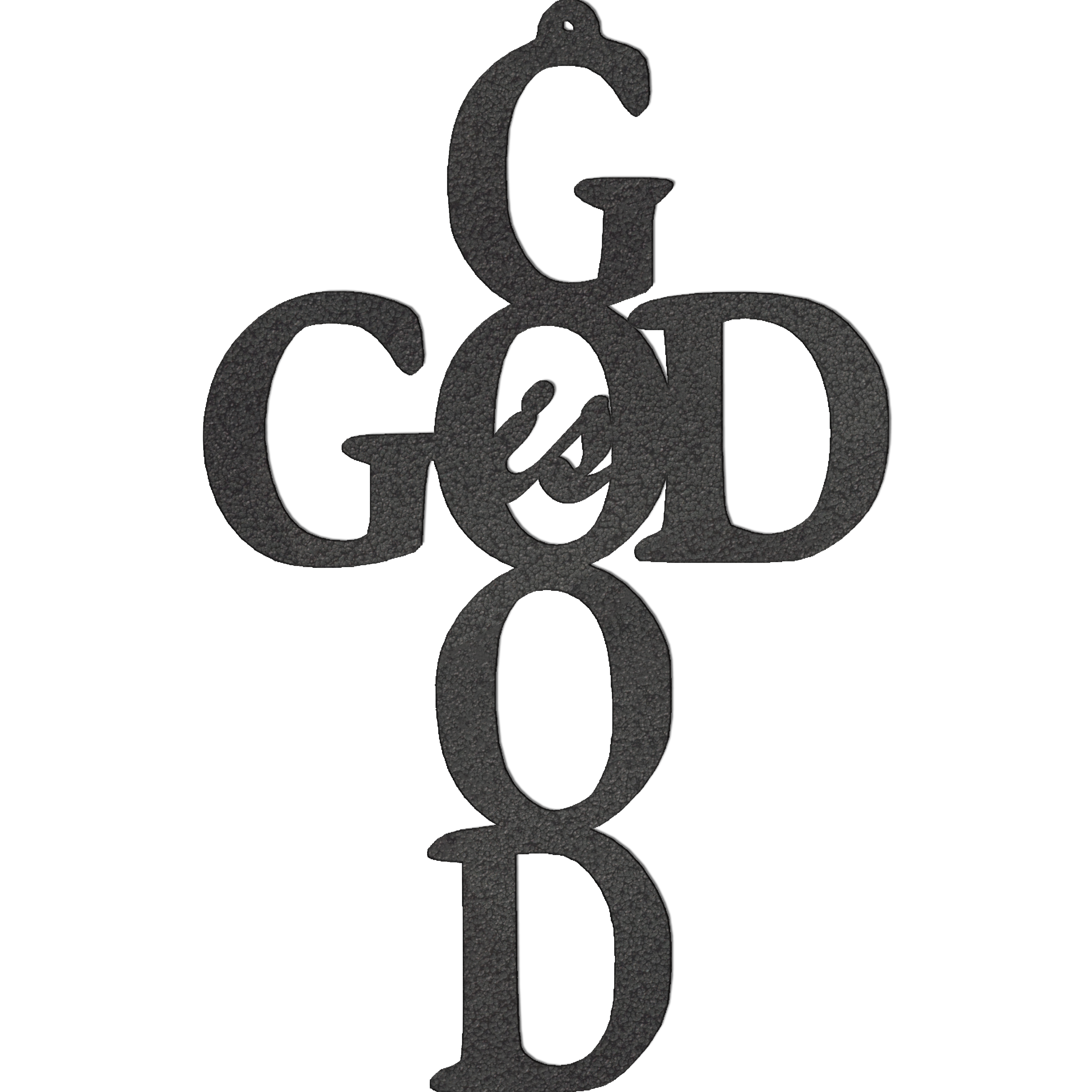 God is Good Cross Metal Wall Art made from durable 16 gauge steel with a low gloss powder-coated finish, symbolizing faith and strength.