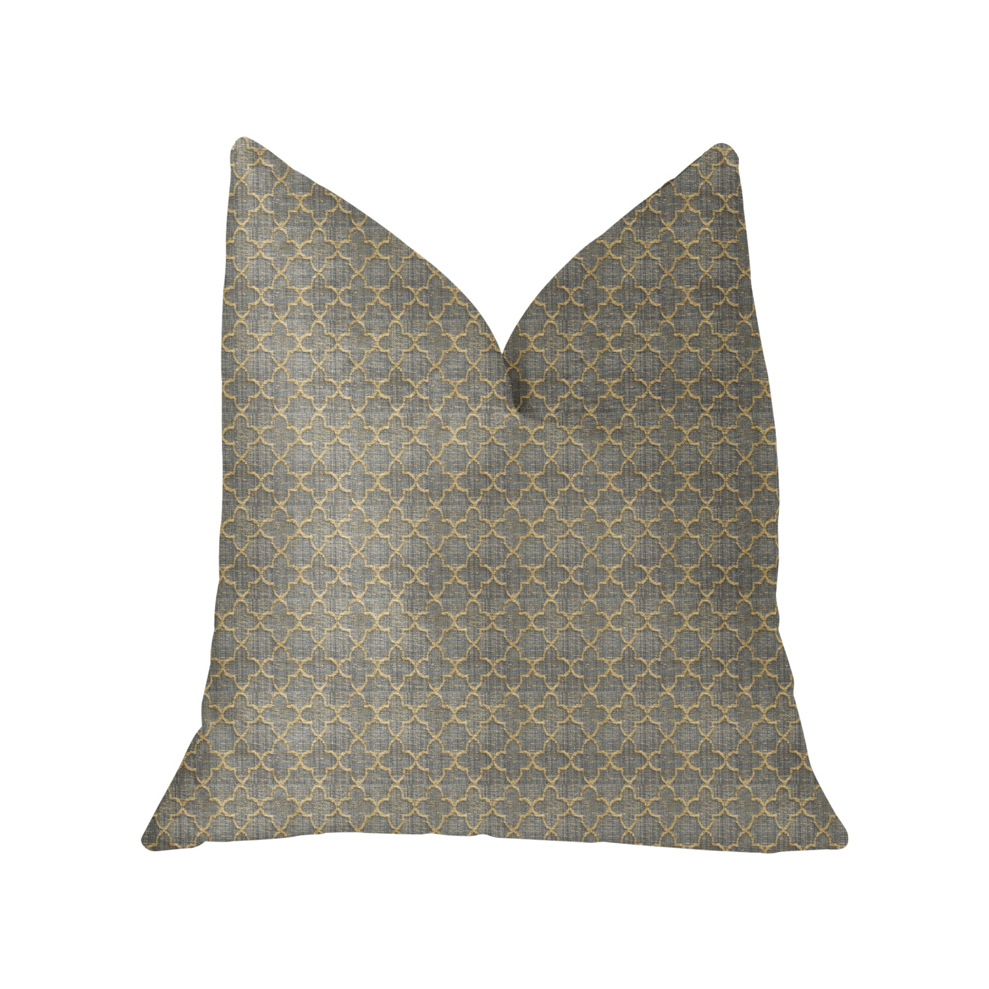 Golden Clove Blue and Beige Luxury Throw Pillow featuring an embroidered design, double-sided fabric, and an invisible zipper closure.