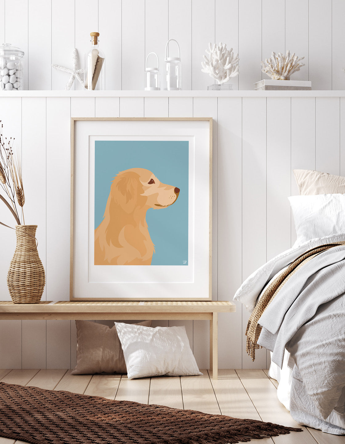 A beautifully designed gift featuring a Golden Retriever, showcasing its friendly expression and golden fur.