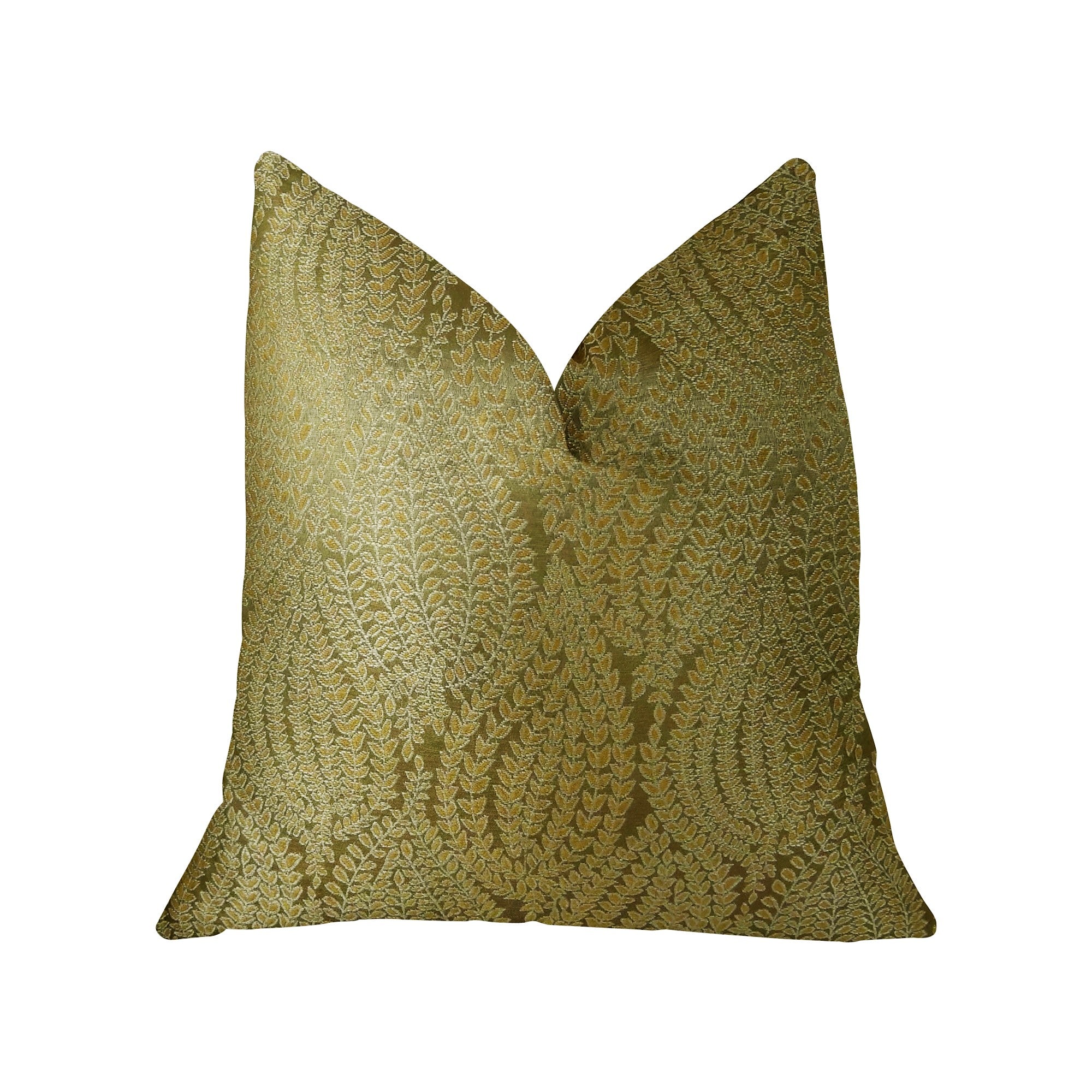 Golden Vineyard Gold Handmade Luxury Pillow featuring a floral pattern, double-sided design, and invisible zipper, perfect for elegant home decor.