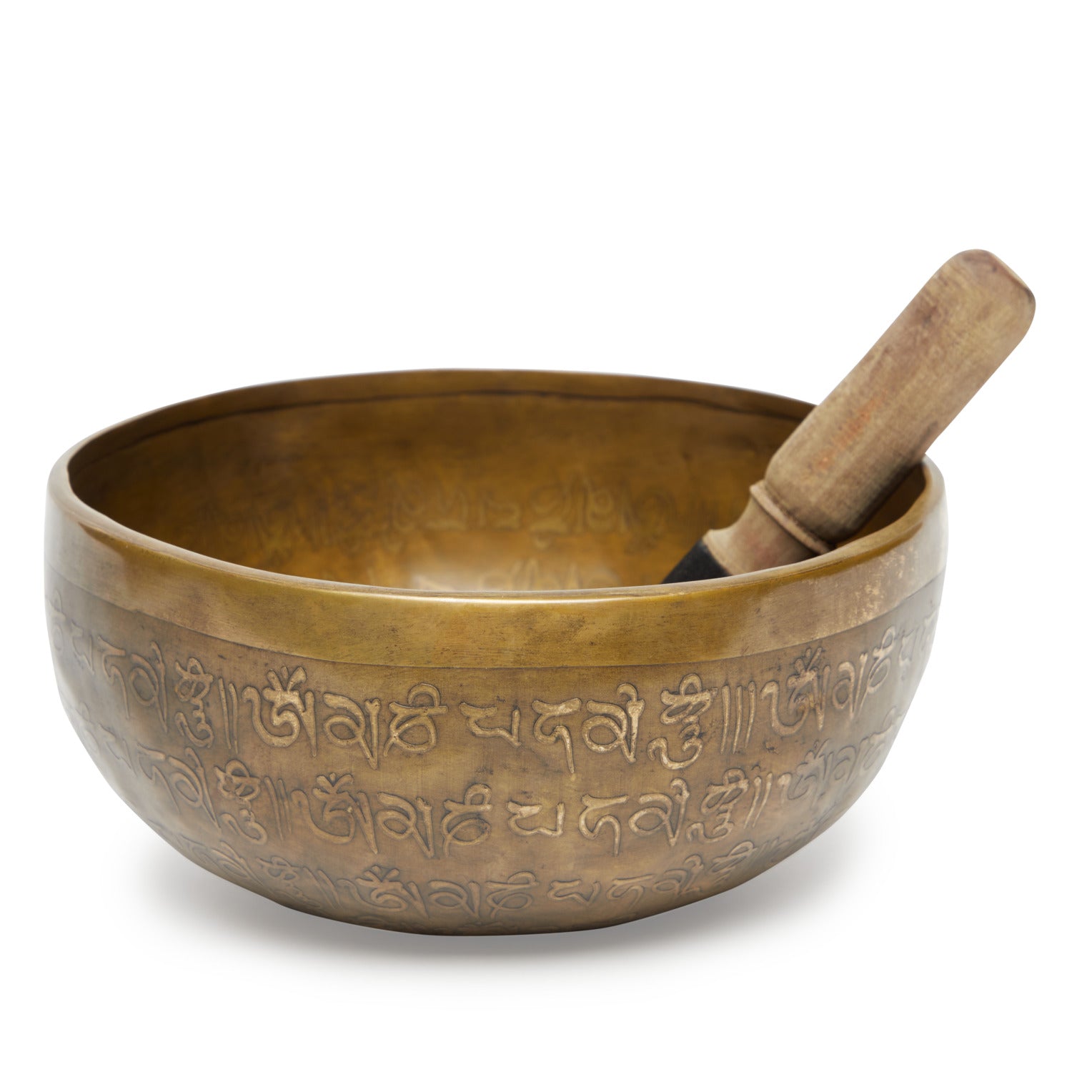 Grand Bol Tibétain Artisanal avec le mantra sacré Om Mani Padme Hum, fabriqué à la main en étain et cuivre, idéal pour la méditation.