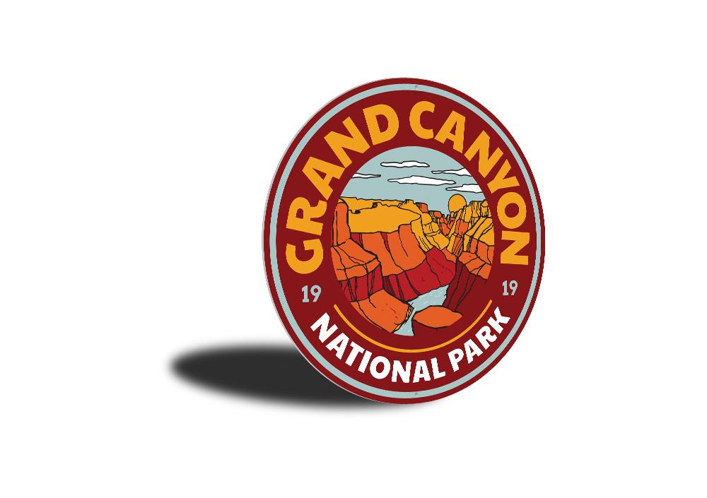 Grand Canyon Circle Sign made of high-quality aluminum, featuring a vibrant design perfect for home decor.