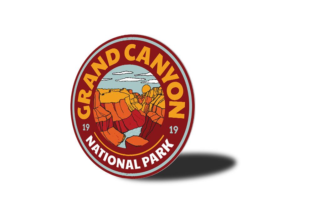 Grand Canyon Circle Sign made of high-quality aluminum, featuring a vibrant design perfect for home decor.