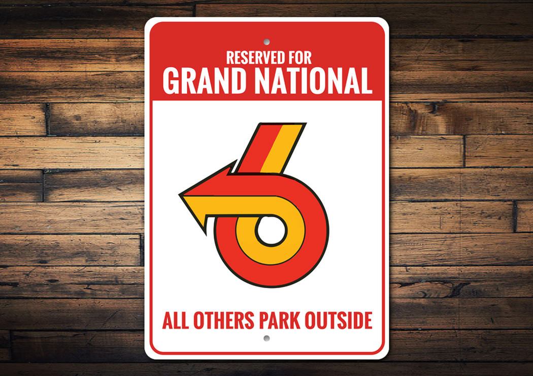 A customizable Grand National Sign made from high-quality aluminum, featuring vibrant colors and a sleek design, perfect for home decor.