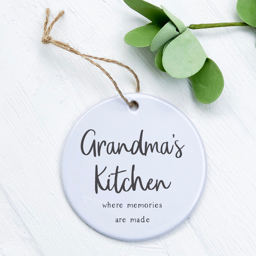 Grandma's Kitchen Ornament made of high-quality porcelain, featuring original designs printed in vibrant colors.