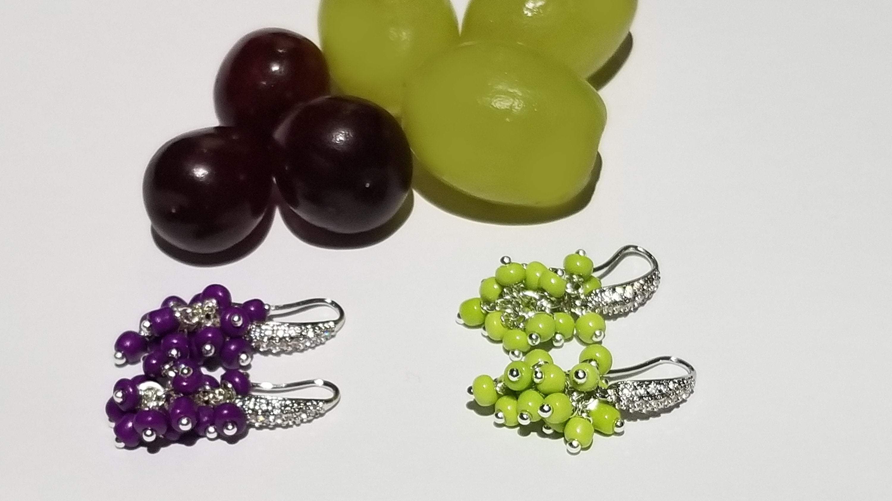 Elegant grape bunch earrings showcasing intricate design and craftsmanship.