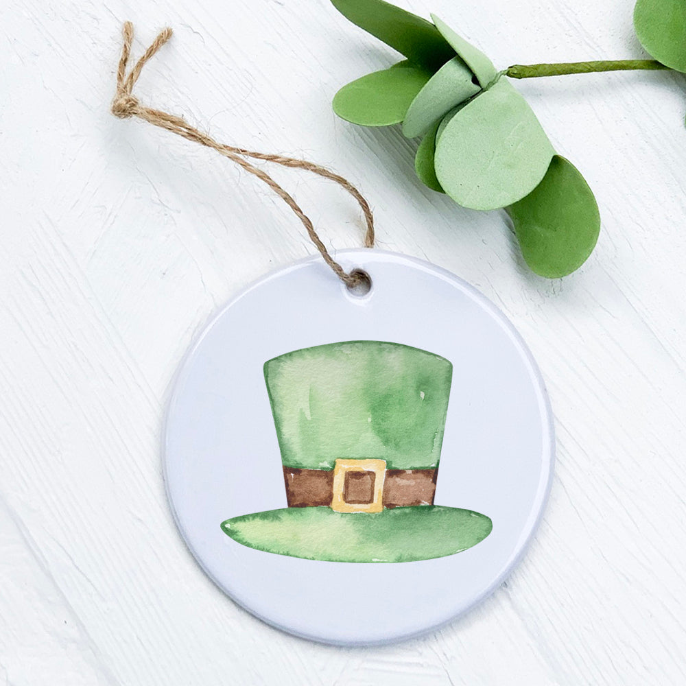 A beautifully crafted Green Hat Ornament made of high-quality porcelain, featuring vibrant designs and a smooth gloss finish.