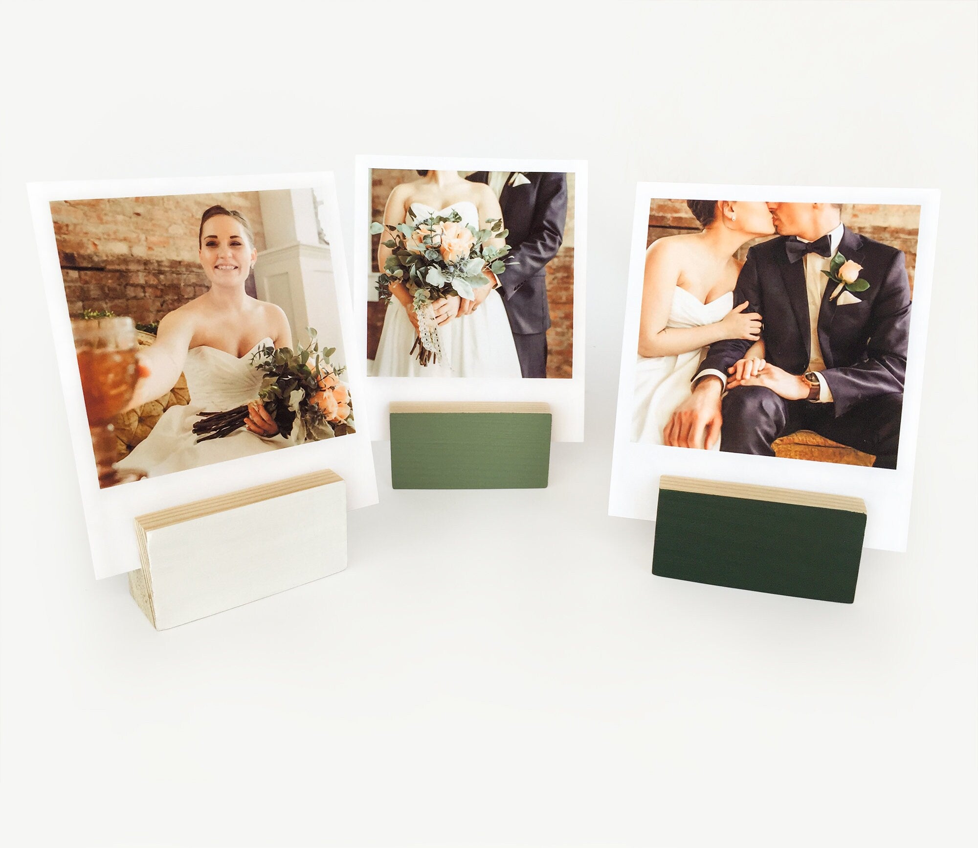 Green ombre block card holder made from eco-friendly wood, showcasing its stylish design and color options.