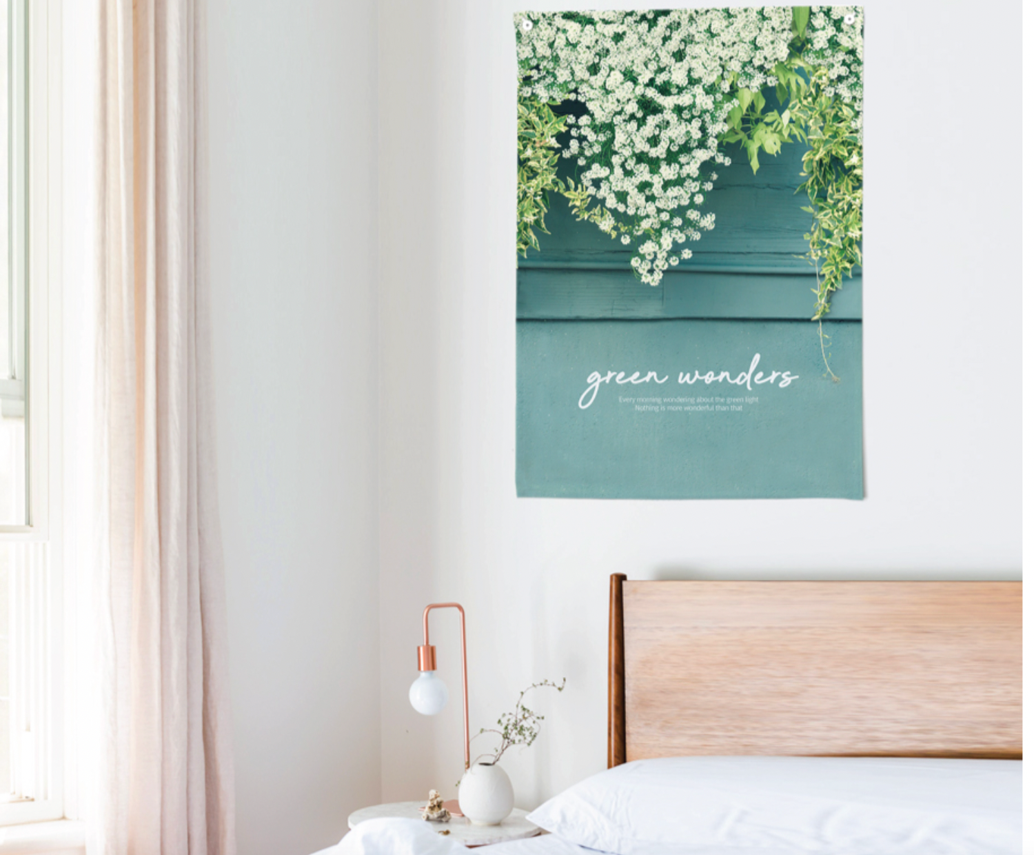 Green Wonder fabric poster measuring 50cm x 70cm with a modern design, displayed against a neutral background.