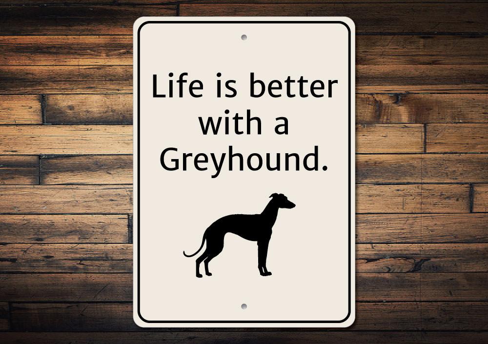 Customizable Greyhound sign made of aluminum, featuring a sleek design suitable for indoor and outdoor decor.