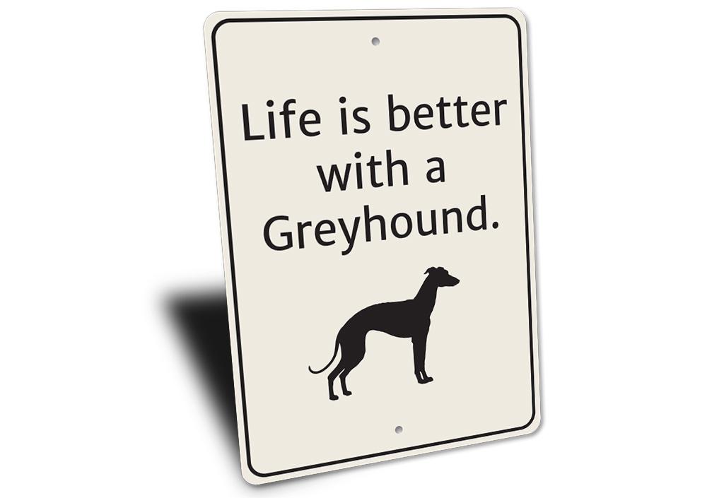 Customizable Greyhound sign made of aluminum, featuring a sleek design suitable for indoor and outdoor decor.