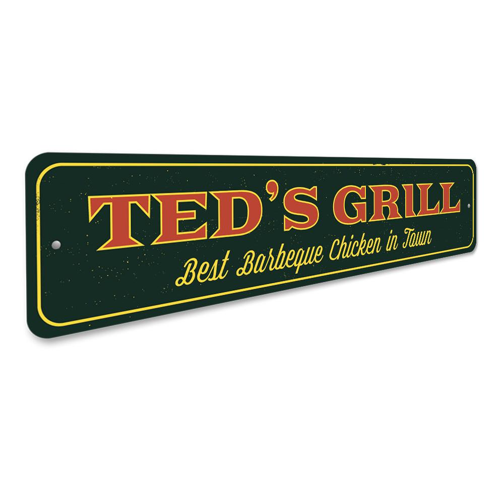 Customizable aluminum Grill Sign for businesses, featuring pre-drilled holes for easy mounting.