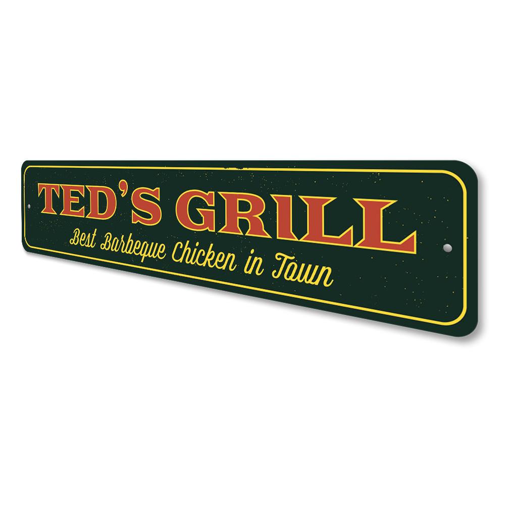 Customizable aluminum Grill Sign for businesses, featuring pre-drilled holes for easy mounting.