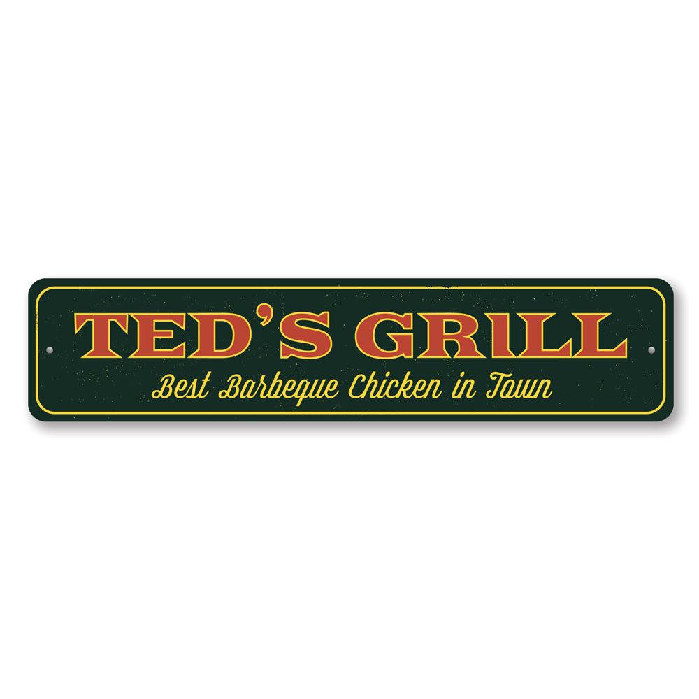 Customizable aluminum Grill Sign for businesses, featuring pre-drilled holes for easy mounting.