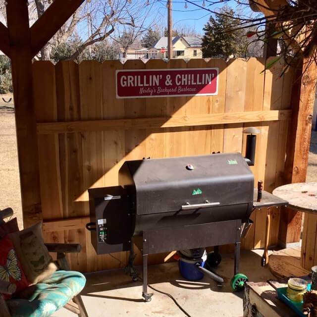 Outdoor barbecue grill station setup.