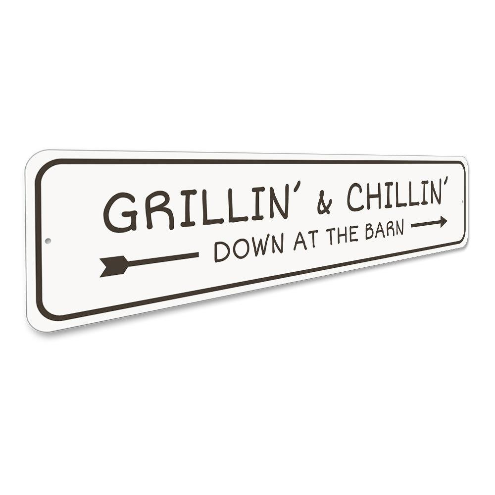 Grilling and Chillin Bar Sign made of high-quality aluminum, featuring a fun design perfect for home decor.