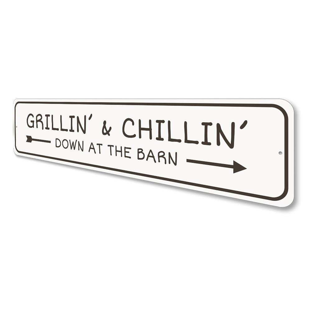 Grilling and Chillin Bar Sign made of high-quality aluminum, featuring a fun design perfect for home decor.