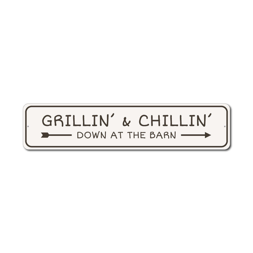 Grilling and Chillin Bar Sign made of high-quality aluminum, featuring a fun design perfect for home decor.