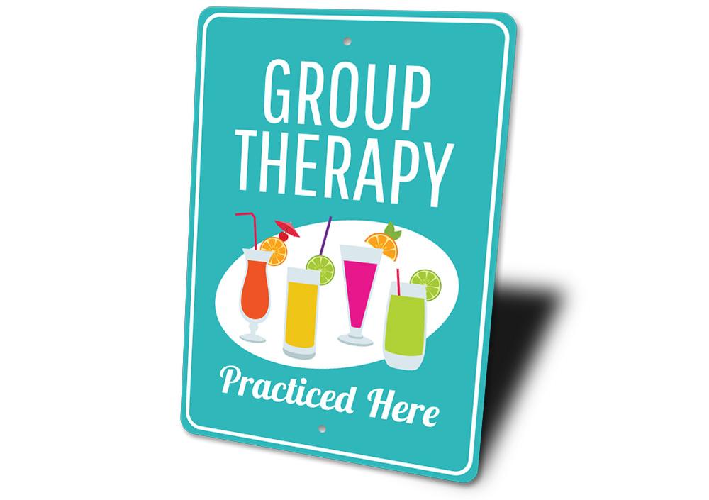 Customizable Group Therapy Sign made of high-quality aluminum, featuring pre-drilled holes for easy mounting.