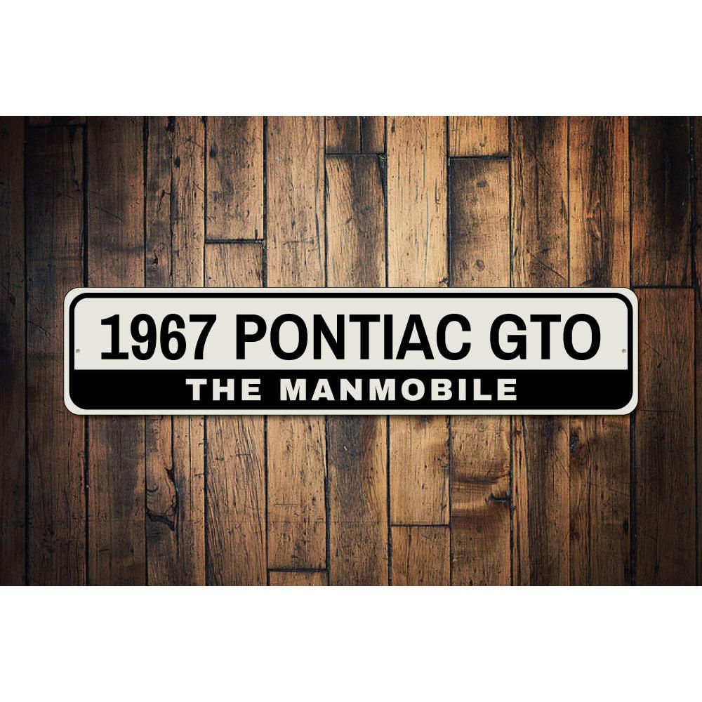 Custom GTO sign made of high-quality aluminum, featuring personalized text options, perfect for garages and man caves.