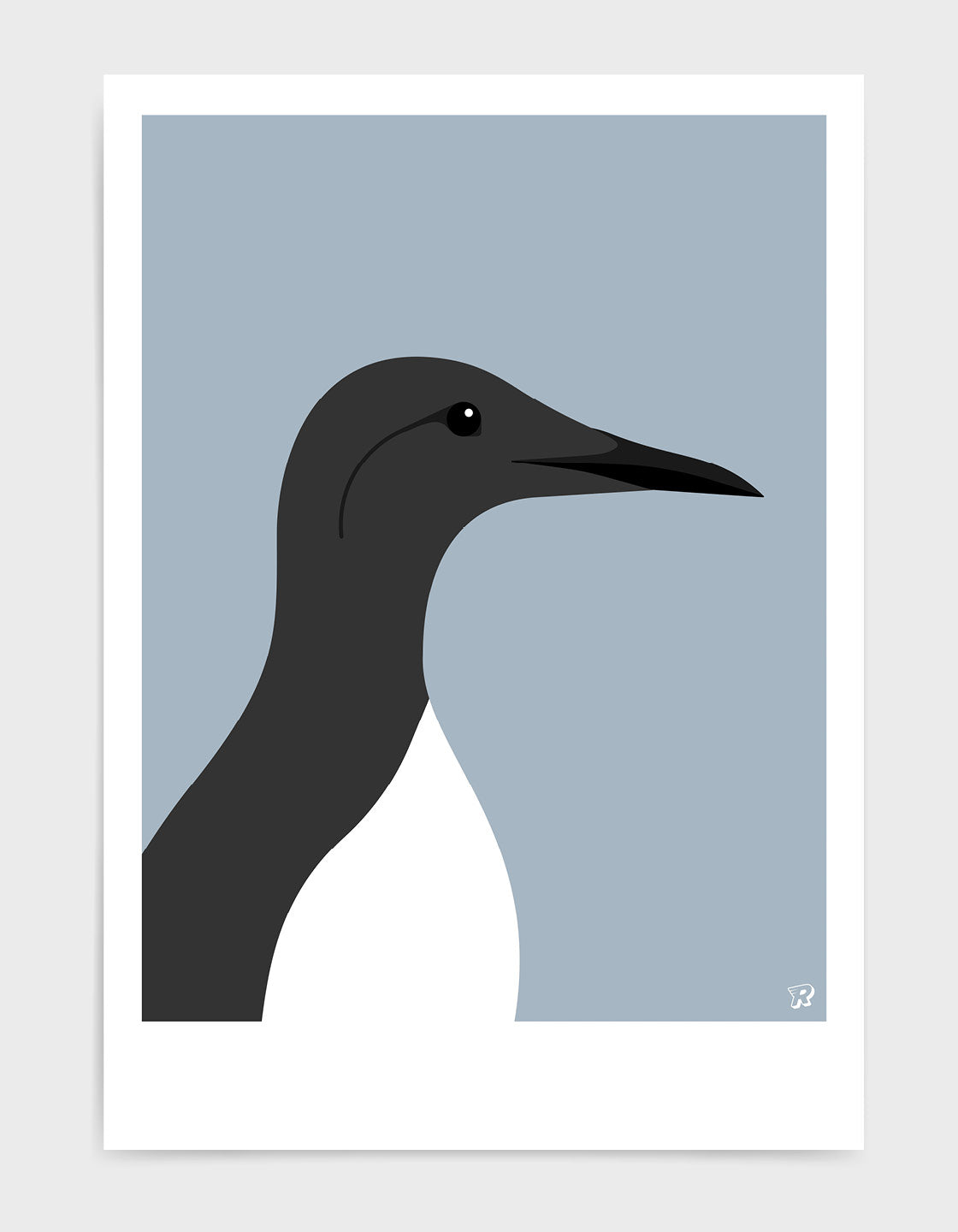 A minimalistic art print of a Guillemot bird, showcasing coastal charm and elegance.