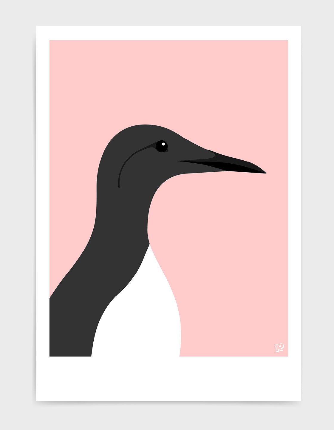 A minimalistic art print of a Guillemot bird, showcasing coastal charm and elegance.