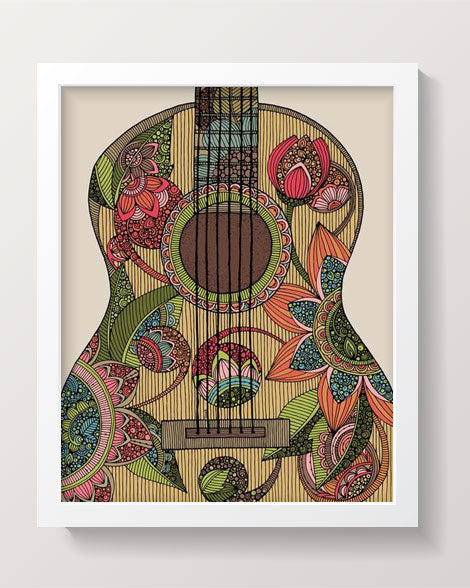 A vibrant 8x10 photographic print of a guitar artwork, showcasing intricate details and colors.