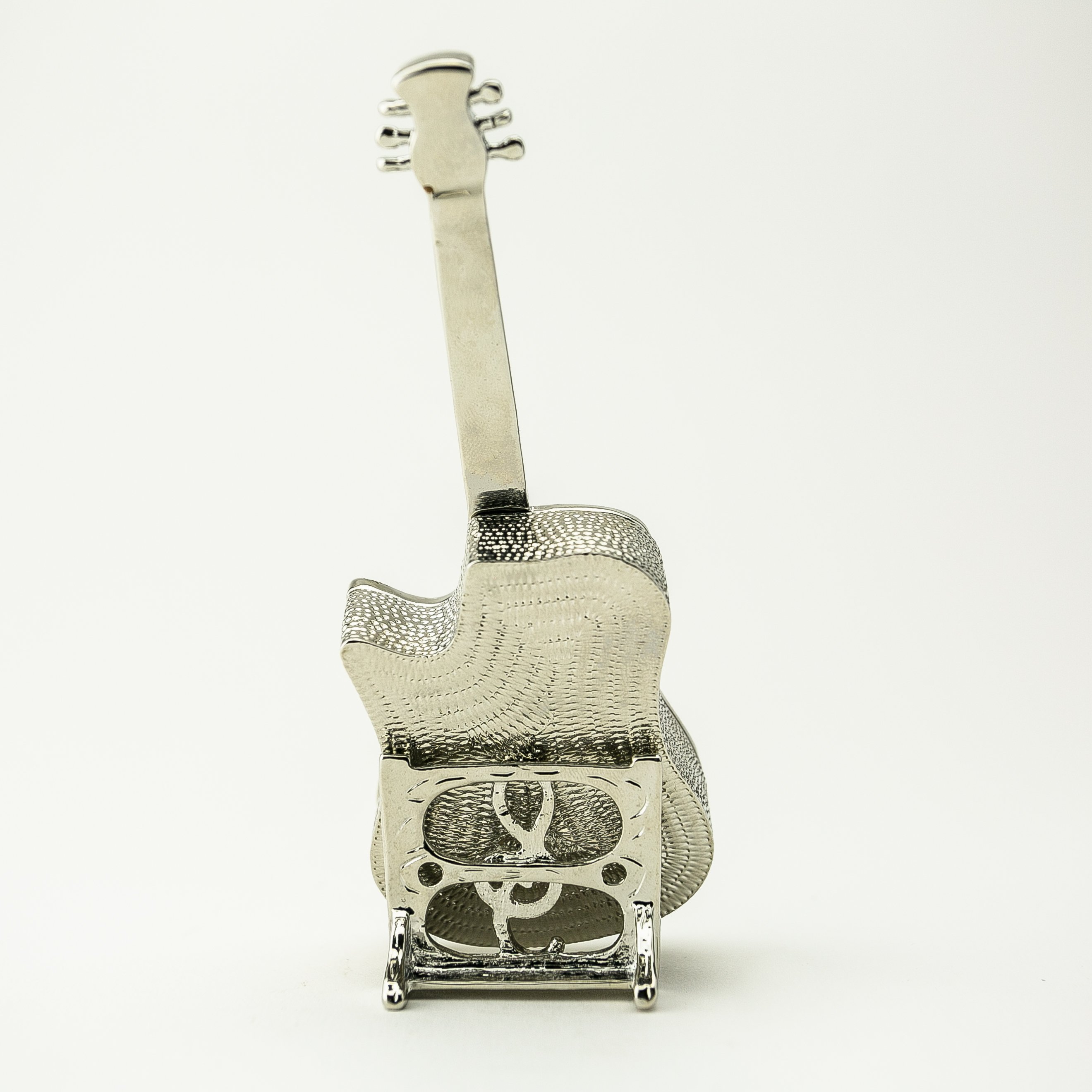 Handmade Guitar on Stand jewelry box with Austrian crystals and 24K gold plating, elegantly designed for storing jewelry.