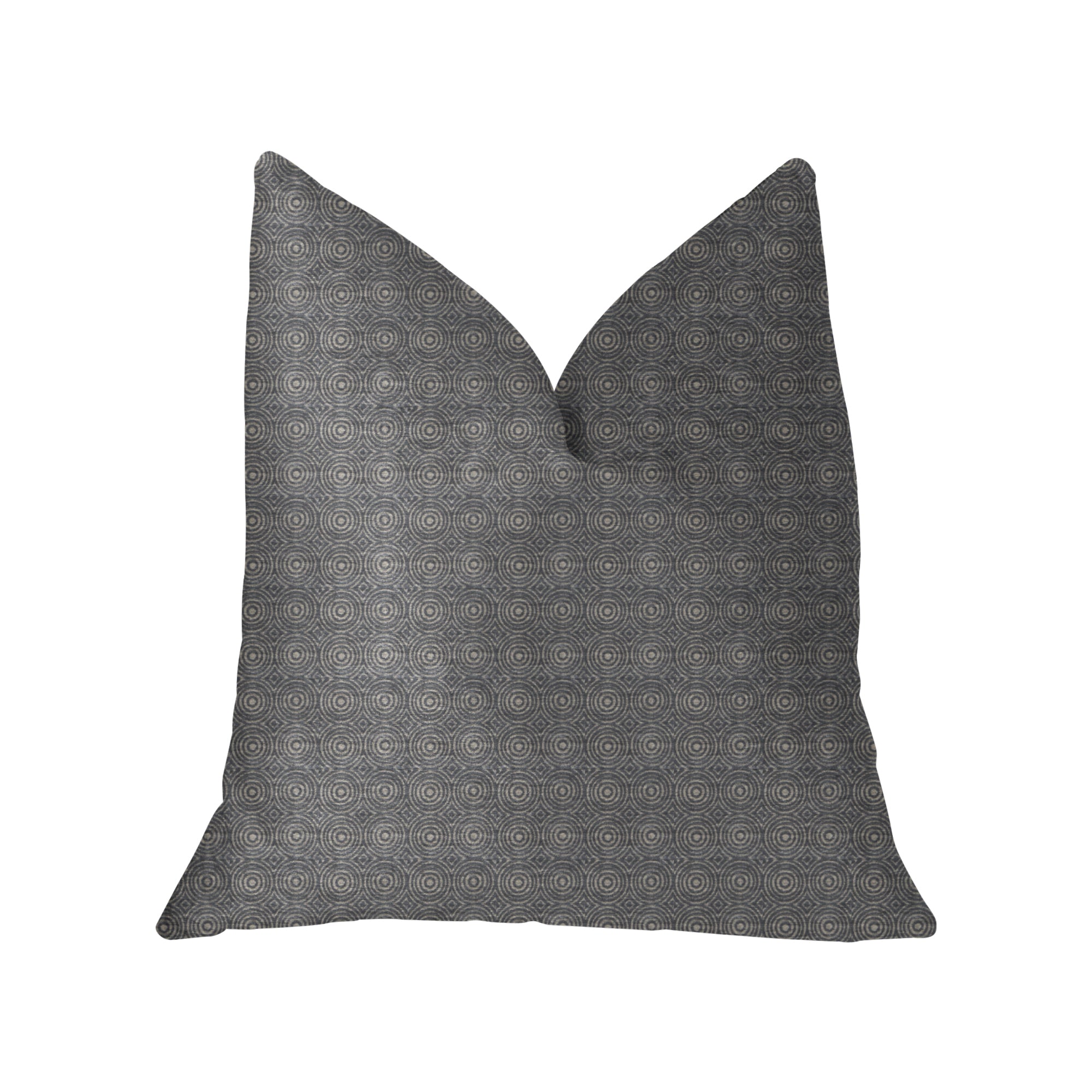 Halo Knights Blue and Gray Luxury Throw Pillow featuring a geometric pattern, handmade in the USA with an invisible zipper and hypoallergenic fill.